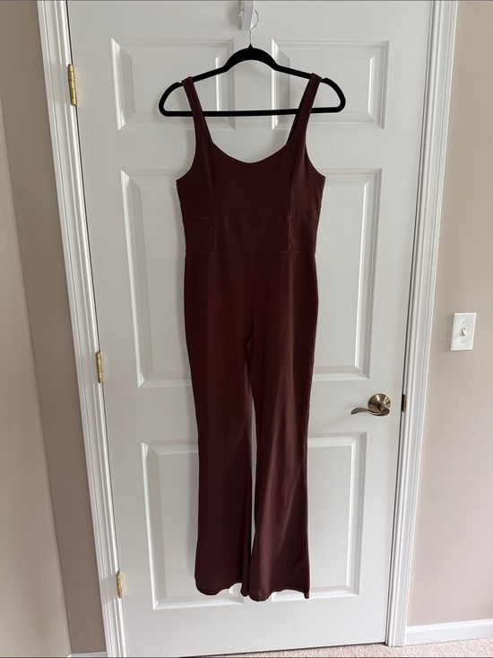 Wilo The Label Pants - Scoop-Neck Brown Wide-Leg Jumpsuit